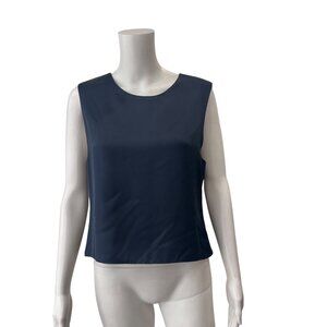 Brandon Maxwell Navy Blue Silk Blouse Tank Top size 6